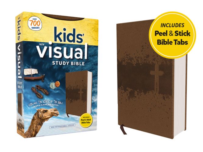 NIV, Kids’ Visual Study Bible, Leathersoft,  Bronze, Full Color Interior, Peel/Stick Bible Tabs
