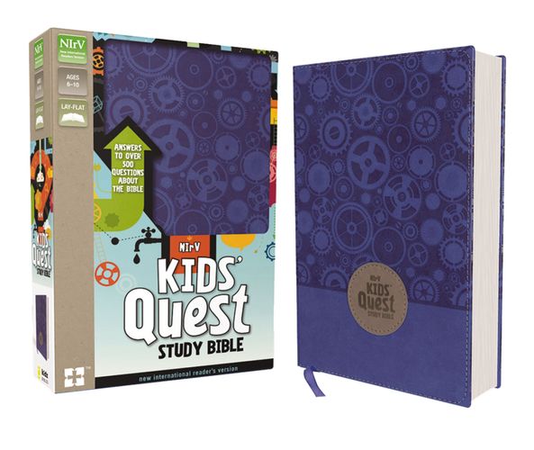 NIrV, Kids’ Quest Study Bible, Leathersoft, Blue