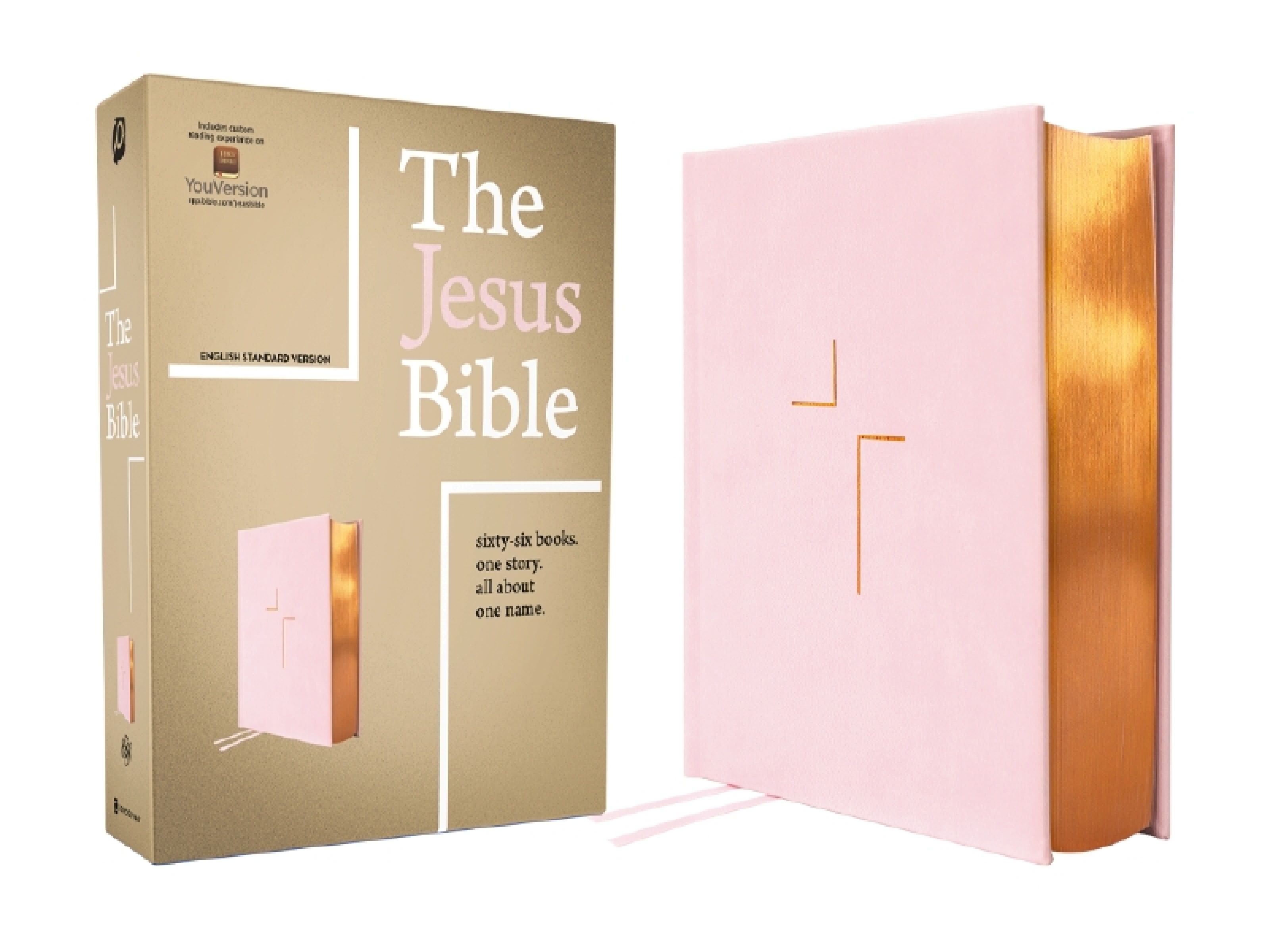 The Jesus Bible, ESV Edition, Leathersoft over Board, Pink, Hardback, Passion Publishing