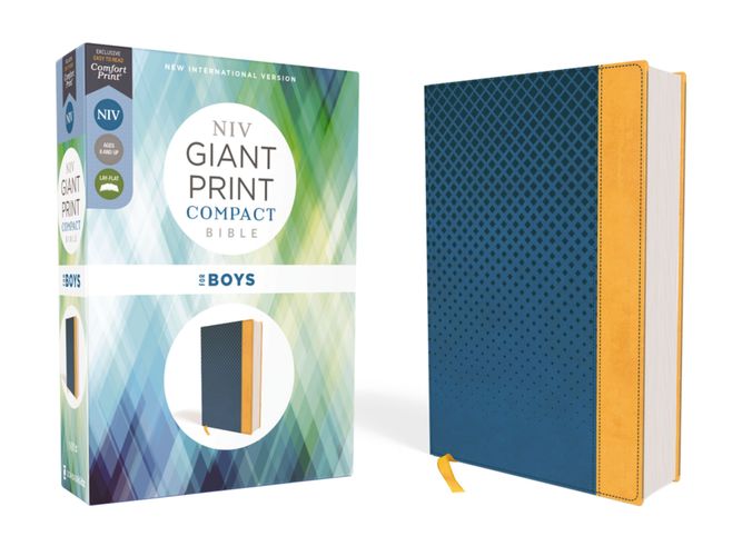 NIV, Giant Print Compact Bible for Boys, Leathersoft, Blue, Red Letter Edition, Comfort Print