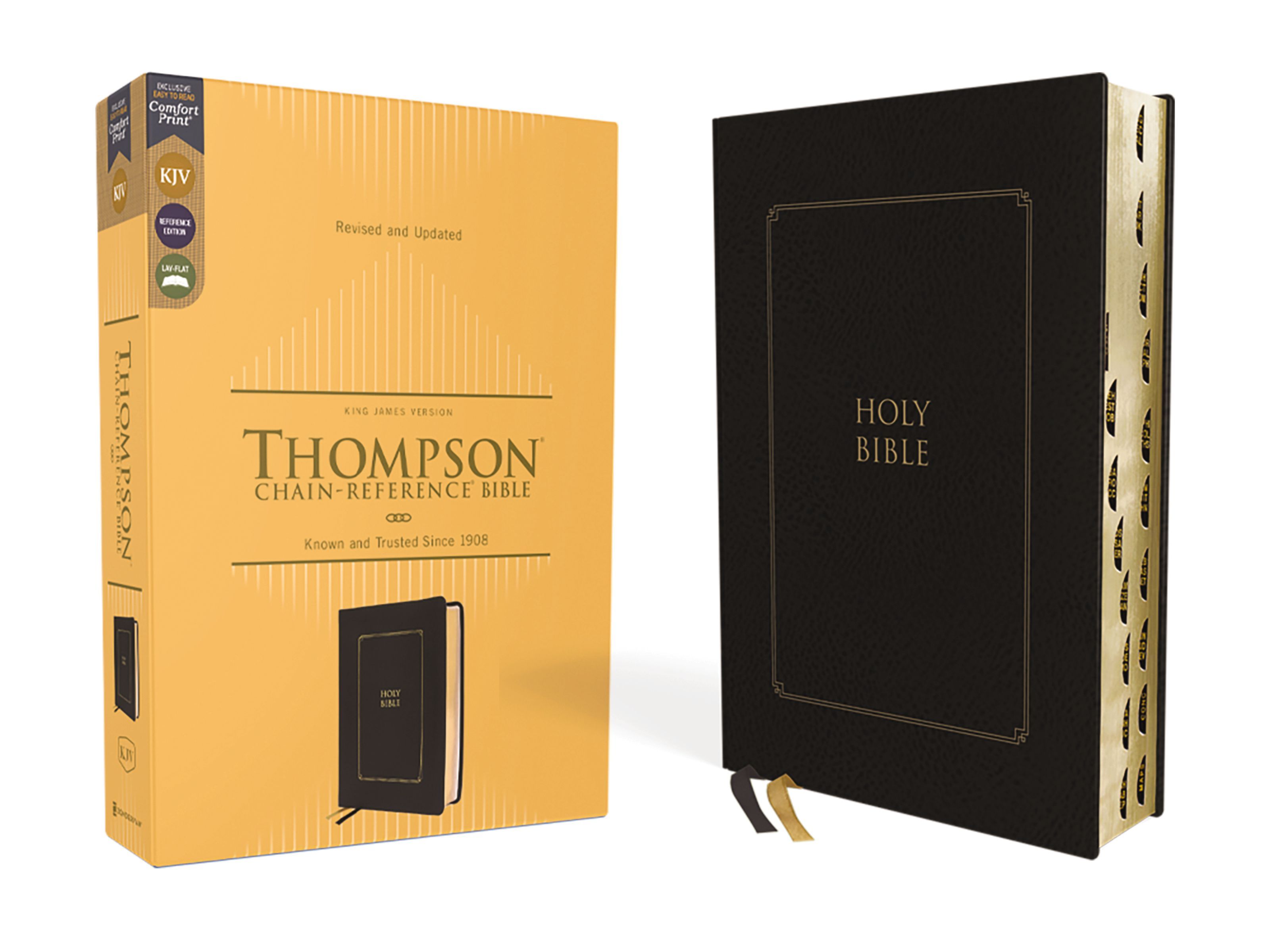 KJV, Thompson Chain-Reference Bible, Leathersoft, Black, Red Letter, Thumb Indexed, Comfort Print, Hardback, Frank Thompson