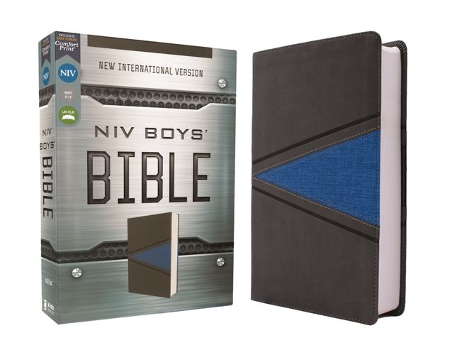 NIV, Boys’ Bible, Leathersoft, Gray/Blue, Comfort Print
