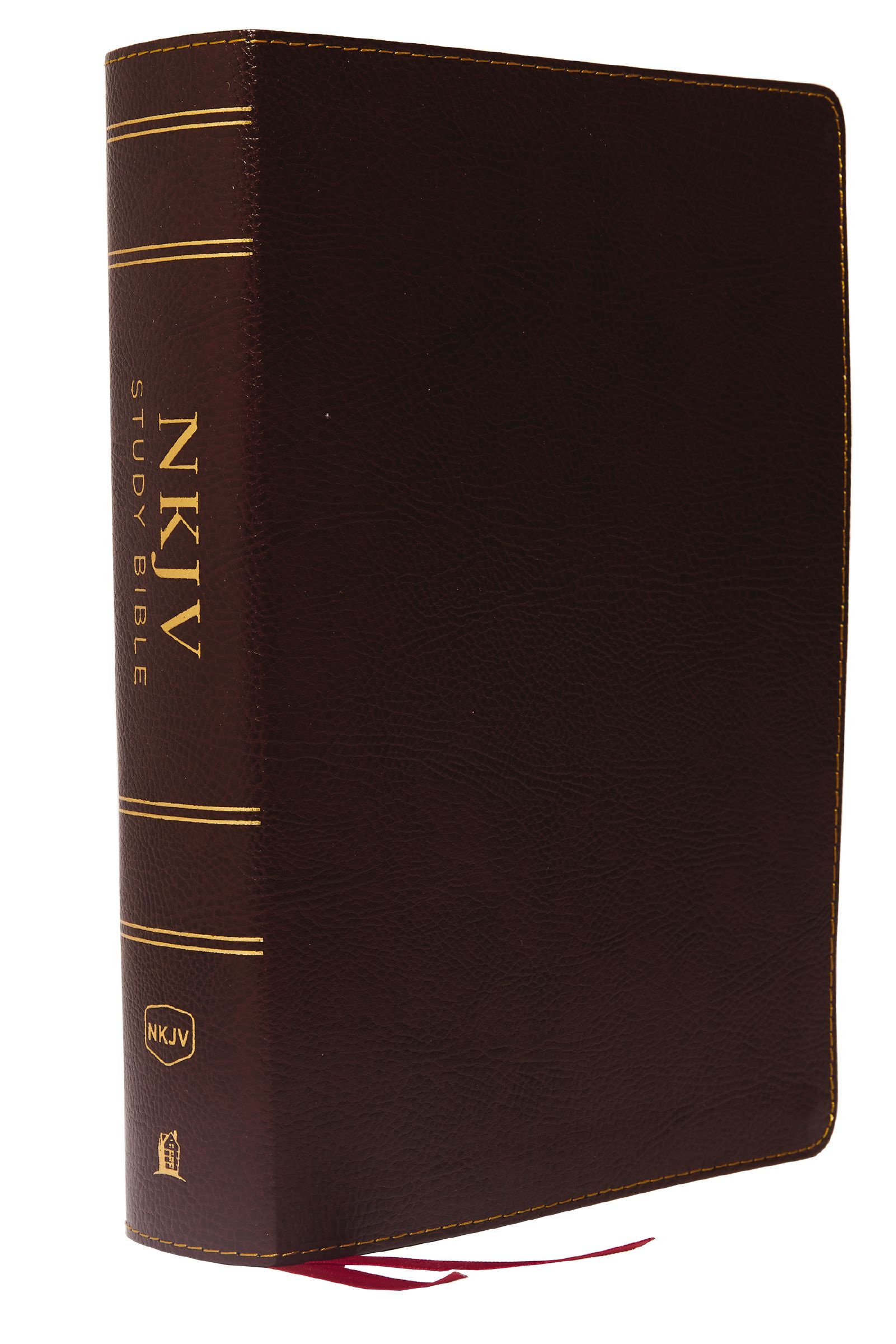 NKJV Study Bible, Bonded Leather, Burgundy, Full-Color, Red Letter Edition, Indexed, Comfort Print, Hardback,
