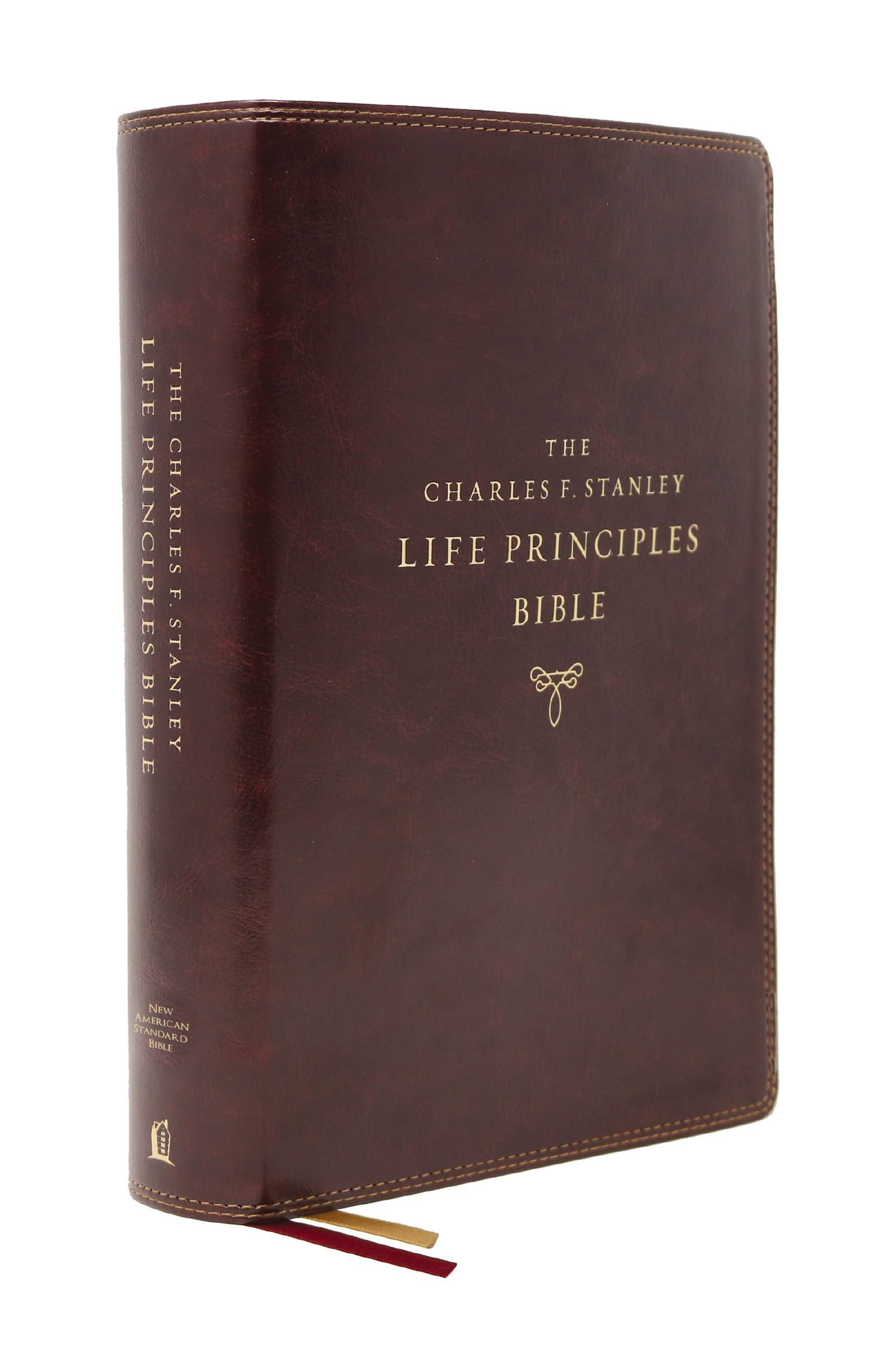 NASB, Charles F. Stanley Life Principles Bible, 2nd Edition, Leathersoft, Burgundy, Comfort Print, Hardback,