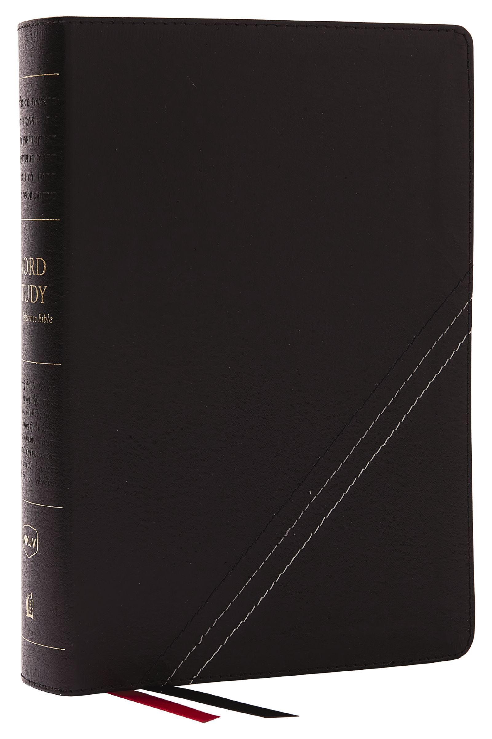 NKJV, Word Study Reference Bible, Bonded Leather, Black, Red Letter, Comfort Print, Hardback,