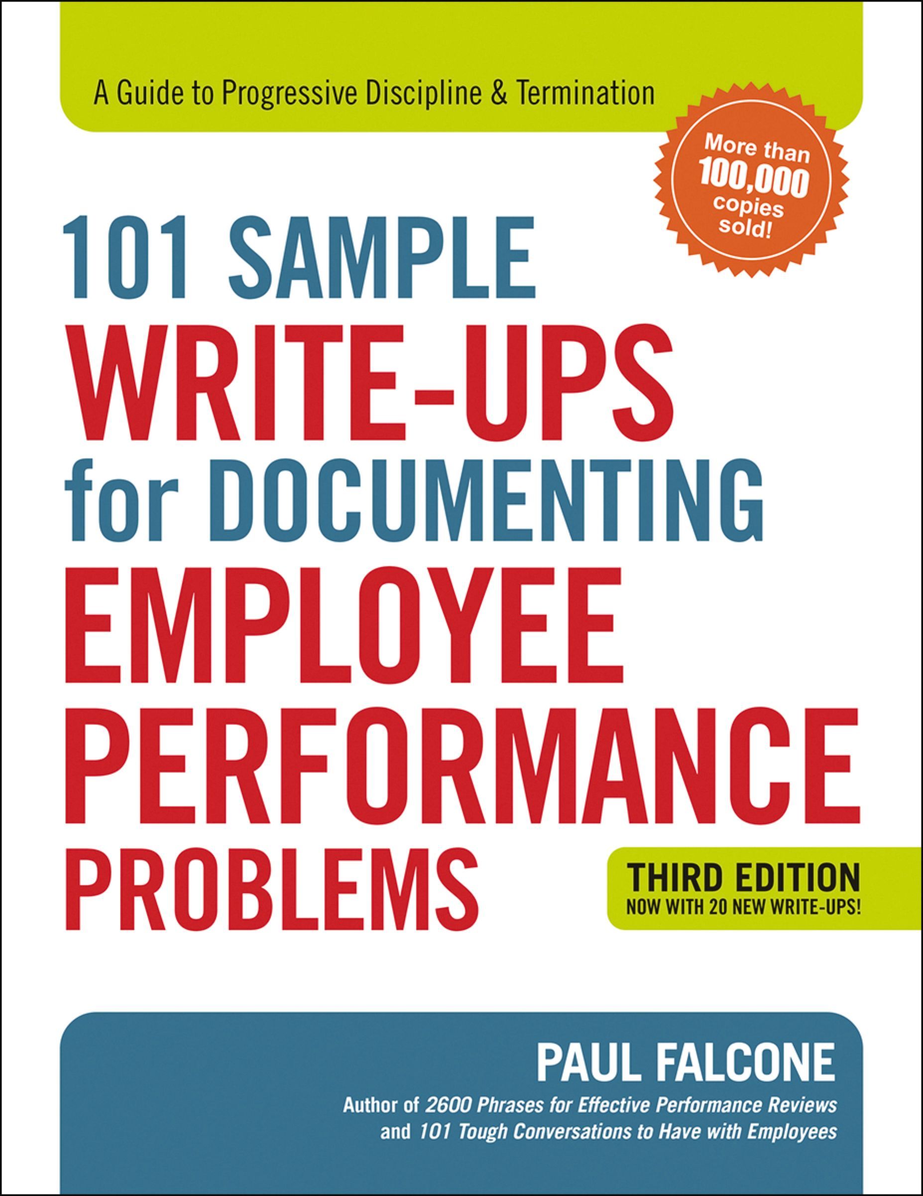 Book - 101 Sample Write-Ups for Documenting Employee Performance Problems - A Guide to Progressive Discipline & Termination