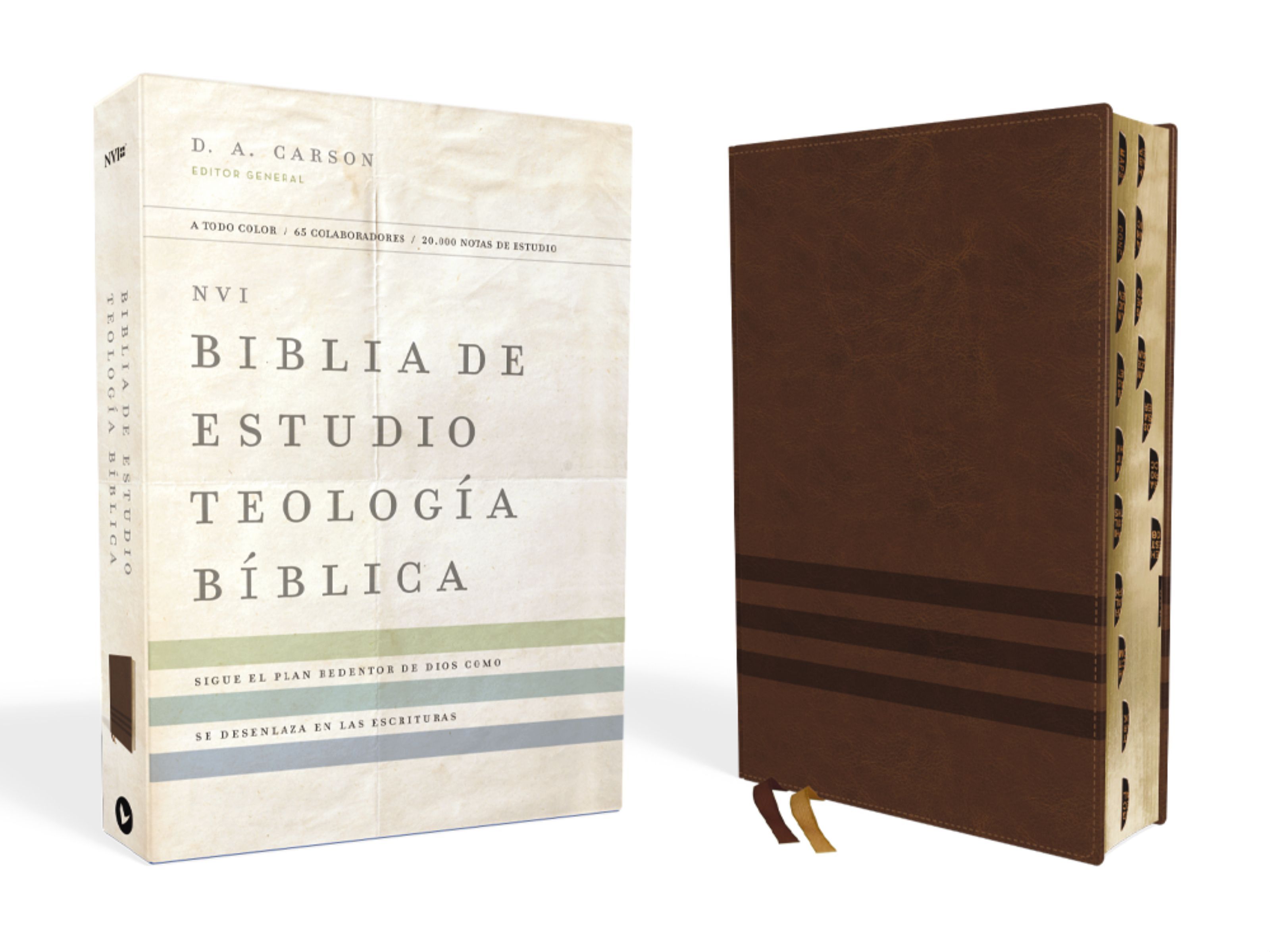 NVI, Biblical Theology Study Bible, 4 Color Interior, Leathersoft, Brown, Thumb-Indexed