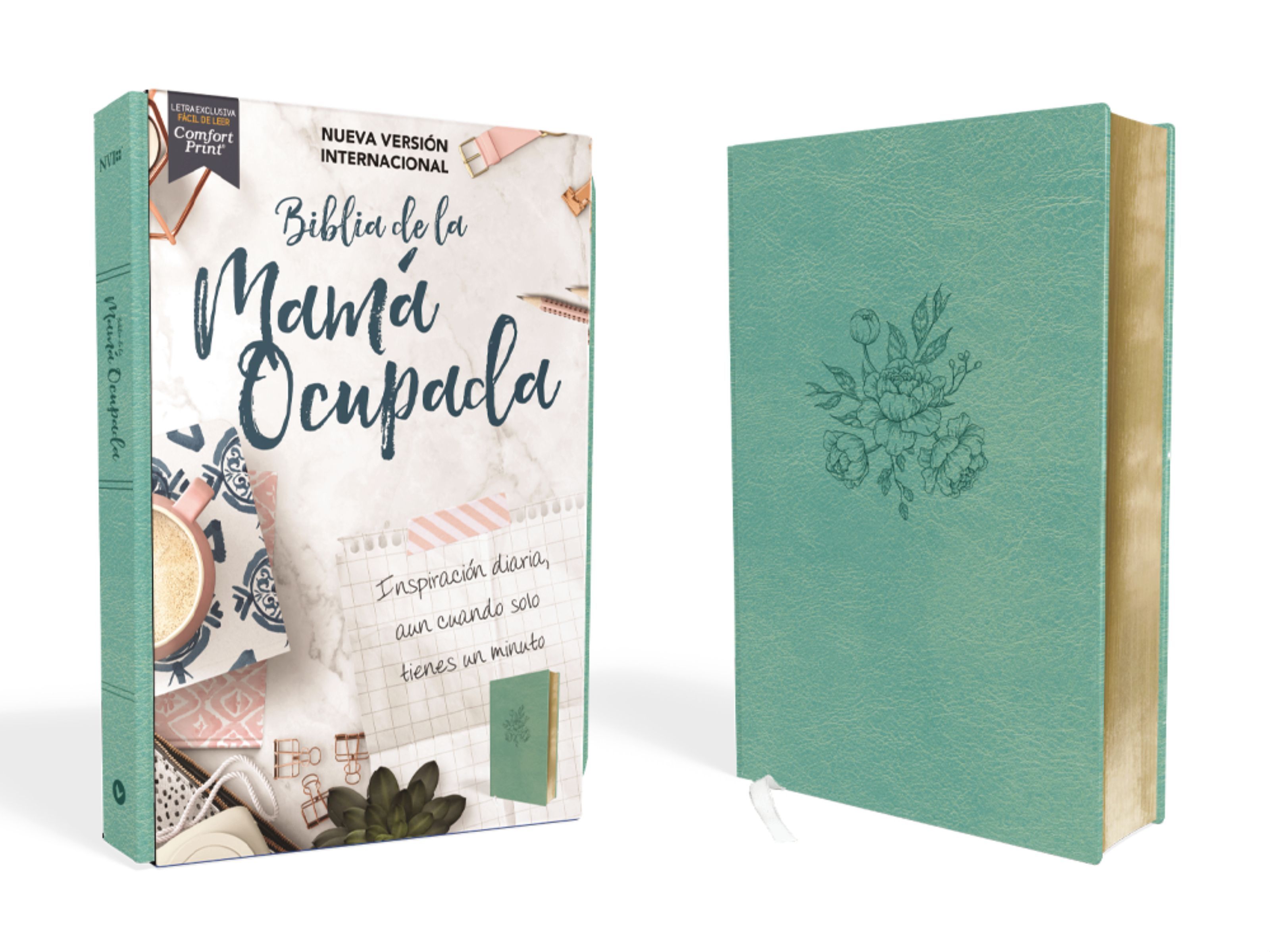 NVI, Busy Mom's Bible, Leathersoft, Teal, Words of Jesus in Red, Comfort Print Book Cover