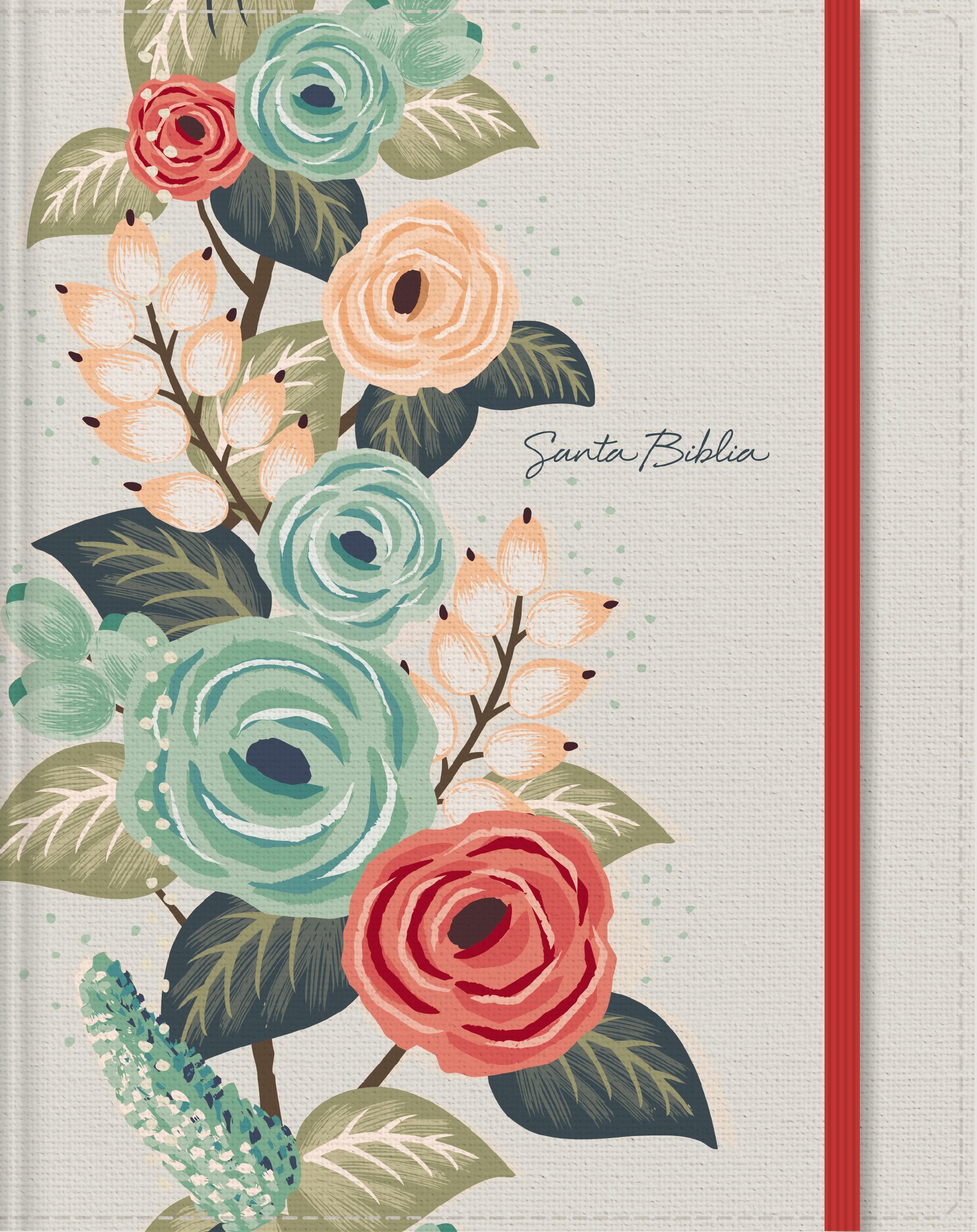 RVR60, Santa Biblia, Edición para notas, Tapa dura/tela, Floral Cierre elástico