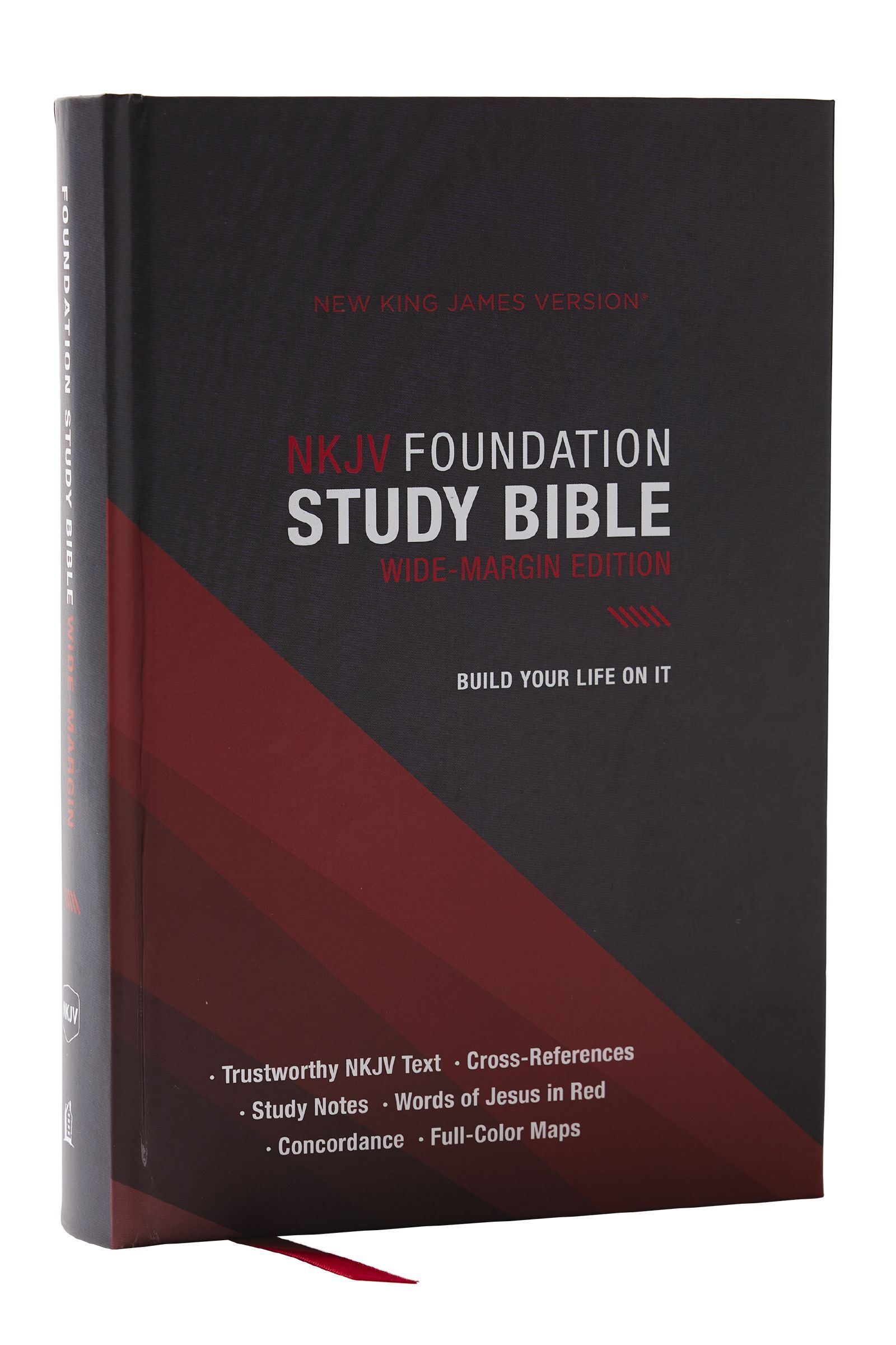 Book Cover of 'NKJV Foundation Study Bible, Wide-Margin, Black Hardcover, Red Letter'