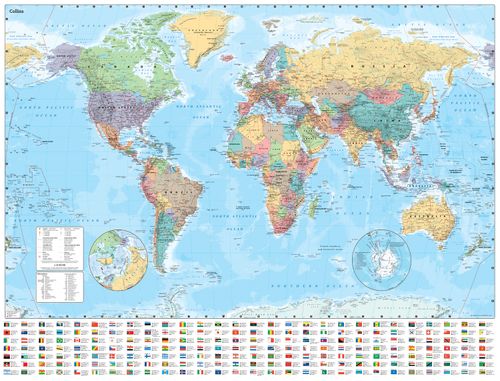 Collins World Wall Laminated Map, Children's, Map, Collins Maps