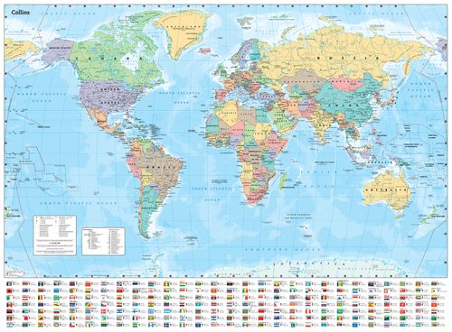 Collins World Wall Laminated Map, Children's, Map, Collins Maps